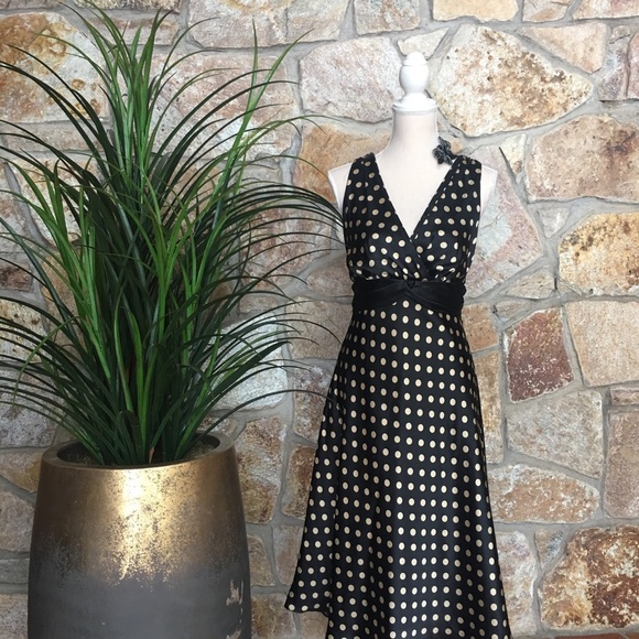 Jessica Howard Black Gold Polka Dot Dress - Picture 5 of 8